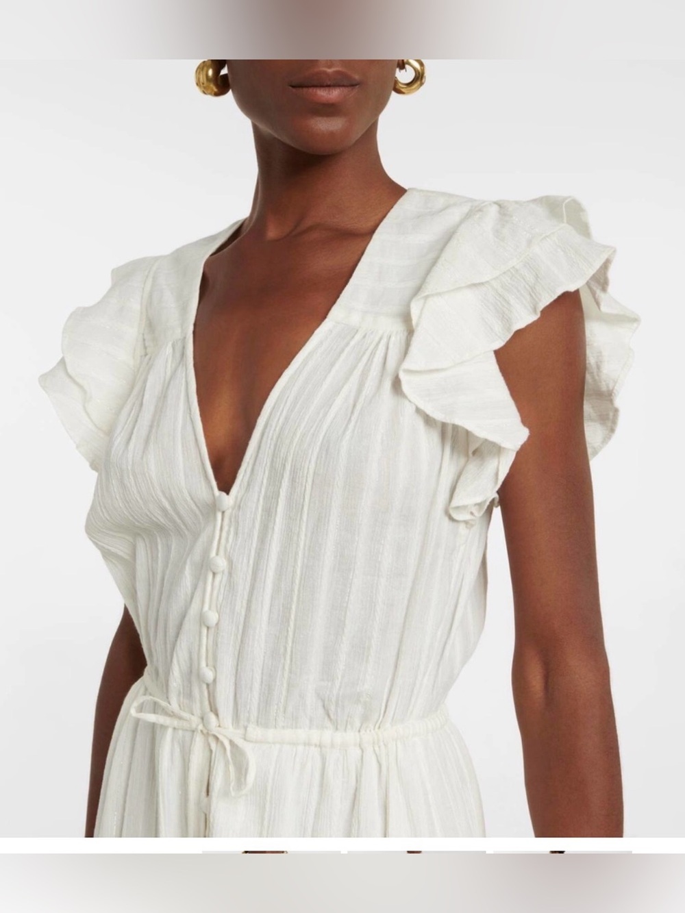 EUC Veronica Beard Tinzia Glitter Striped White Midi Dress - Picture 2 of 7